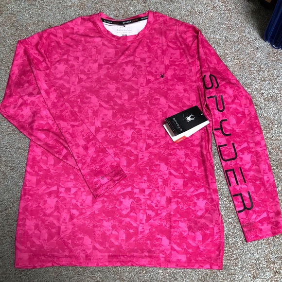 Spyder Men Swim/ Rashguard Long Sleeve Shirt Pink size M - Picture 1 of 7